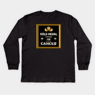 Cancer Birthday Gift Gold Medal Award Winner Kids Long Sleeve T-Shirt